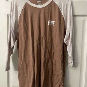 PINK Victoria's Secret Brown and White Top